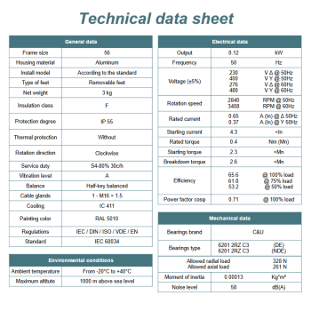 Silnik elektryczny 0,12kW 2800 obr/min. 56 B5